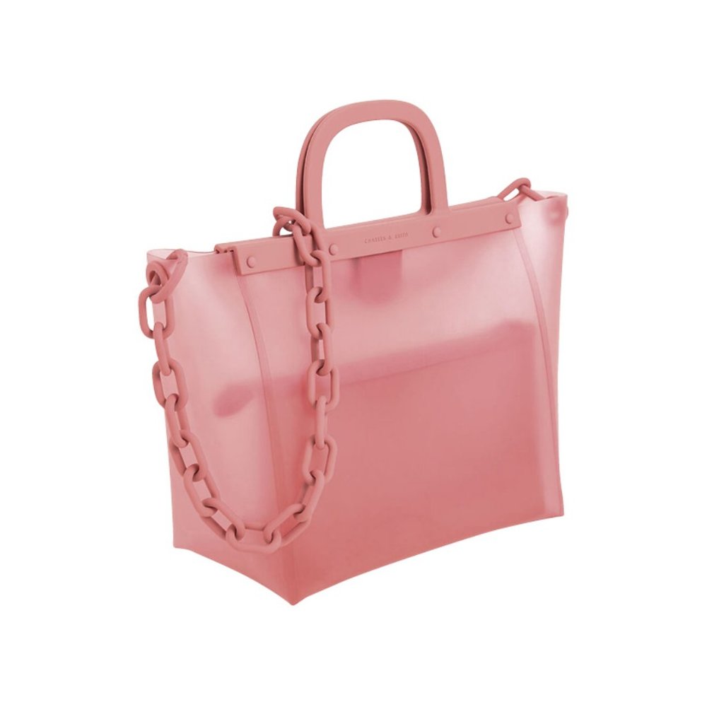 Charles and Keith Pink See-Through Large Tote Bag - NWT